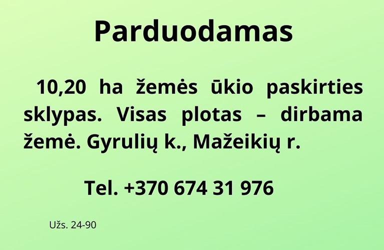 Parduodamas sklypas